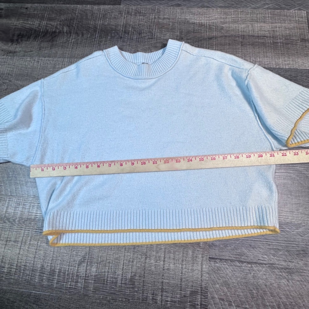 Anthropologie "The Goldie" Sweater Womens Small Blue 100% Cashmere Boxy Cropped - Picture 6 of 10